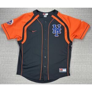 New York Mets Jersey Mens M Black Orange MLB Baseball Pedro Martinez 45 Nike